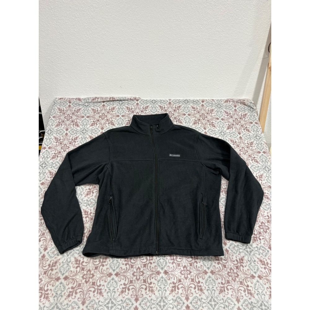 Columbia Mens XXL Black Fleece Full Zip Jacket Mock Neck Outdoor Hiking
